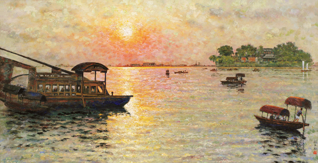顏文樑《南湖》35×69cm，1964年